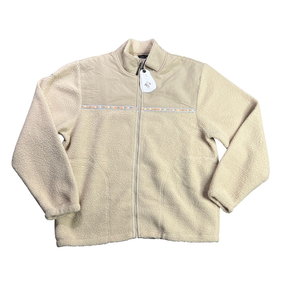 Prana Hurricane FZ Fleece Jacket Men's Medium Cliffside Beige Sherpa Full Zip